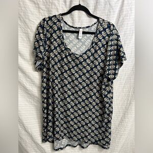 Lularoe Classic T Shirt Large Clam Shells Soft Navy Blue Legging Material Sz 3XL